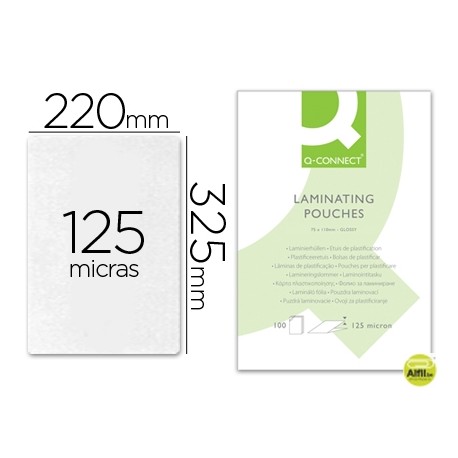 BOLSA DE PLASTIFICAR Q-CONNECT-325 X 220 MM -125MC -FOLIO