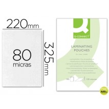 BOLSA DE PLASTIFICAR Q-CONNECT-325 X 220 MM -80 MC -FOLIO
