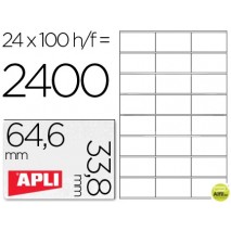 ETIQUETA ADHESIVA APLI 1263 TAMAÑO 64,6X33,8 MM FOTOCOPIADORA LASER INK-JET CAJA CON 100 HOJAS DIN A