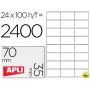 ETIQUETA ADHESIVA APLI 1272 TAMAÑO 70X35 MM FOTOCOPIAODRA LASER INK-JET CAJA CON 100 HOJAS DIN A4