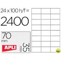 ETIQUETA ADHESIVA APLI 1272 TAMAÑO 70X35 MM FOTOCOPIAODRA LASER INK-JET CAJA CON 100 HOJAS DIN A4
