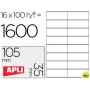 ETIQUETA ADHESIVA APLI 1287 TAMAÑO 105X35 MM FOTOCOPIADORA LASER INK-JET CAJA CON 100 HOJAS DIN A4