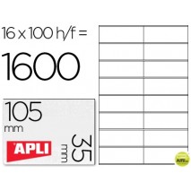 ETIQUETA ADHESIVA APLI 1287 TAMAÑO 105X35 MM FOTOCOPIADORA LASER INK-JET CAJA CON 100 HOJAS DIN A4