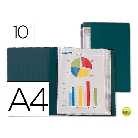 CARPETA BEAUTONE ESCAPARATE 31703 10 FUNDAS POLIPROPILENO DIN A4 VERDE -LOMO PERSONALIZABLE