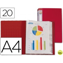 CARPETA BEAUTONE ESCAPARATE 31710 20 FUNDAS POLIPROPILENO DIN A4 ROJA -LOMO PERSONALIZABLE