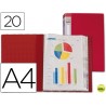 CARPETA BEAUTONE ESCAPARATE 31710 20 FUNDAS POLIPROPILENO DIN A4 ROJA -LOMO PERSONALIZABLE
