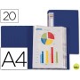 CARPETA BEAUTONE ESCAPARATE 31712 20 FUNDAS POLIPROPILENO DIN A4 AZUL -LOMO PERSONALIZABLE