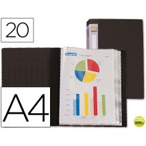 CARPETA BEAUTONE ESCAPARATE 31715 20 FUNDAS POLIPROPILENO DIN A4 NEGRA -LOMO PERSONALIZABLE