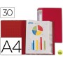 CARPETA BEAUTONE ESCAPARATE 37020 30 FUNDAS POLIPROPILENO DIN A4 ROJA -LOMO PERSONALIZABLE