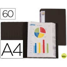 CARPETA BEAUTONE ESCAPARATE 31745 60 FUNDAS POLIPROPILENO DIN A4 NEGRA -LOMO PERSONALIZABLE