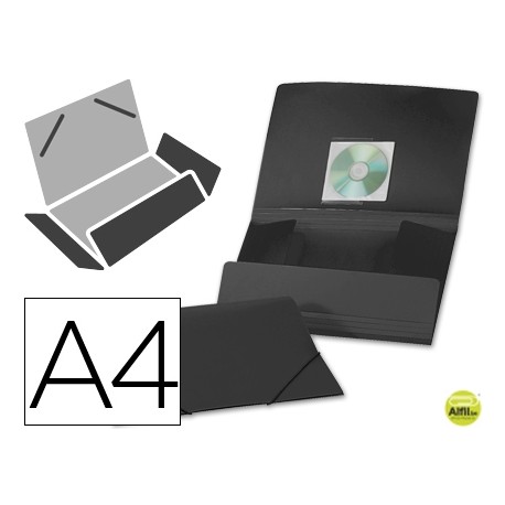 CARPETA BEAUTONE GOMAS SOLAPAS38725 POLIPROPILENO DIN A4 NEGRA