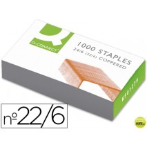 GRAPAS Q-CONNECT NÌ 22/6 -COBREADAS -CAJA DE 1000