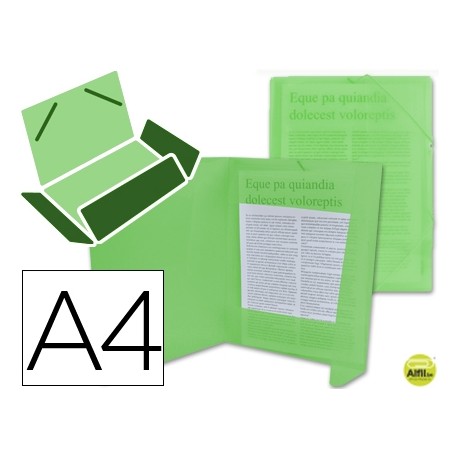 CARPETA BEAUTONE GOMAS SOLAPAS34963 POLIPROPILENO DIN A4 VERDE TRANSPARENTE