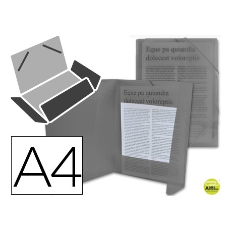 CARPETA BEAUTONE GOMAS SOLAPAS34965 POLIPROPILENO DIN A4 NEGRO TRANSPARENTE