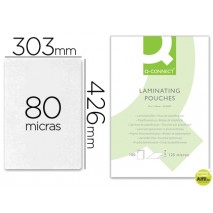BOLSA DE PLASTIFICAR Q-CONNECT-303 X 426 MM -80 MC DIN A3