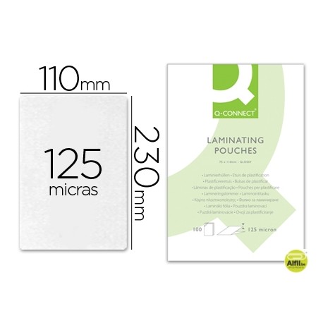 BOLSA DE PLASTIFICAR Q-CONNECT-110 X 230 MM -125 MC -CARNET DE CONDUCIR