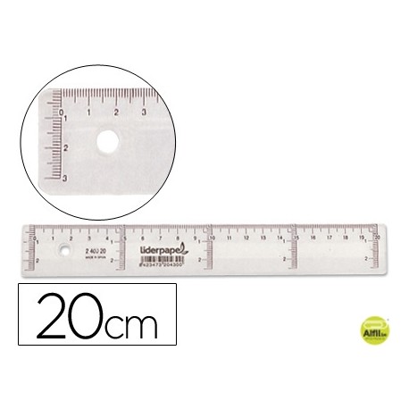 REGLA LIDERPAPEL 20 CM PLASTICO CRISTAL