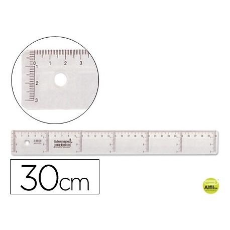 REGLA LIDERPAPEL 30 CM PLASTICO CRISTAL