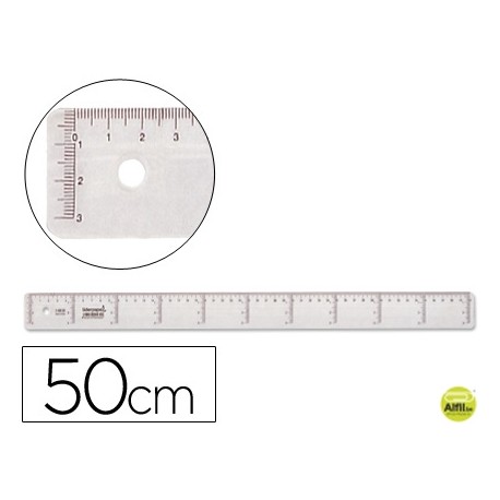 REGLA LIDERPAPEL 50 CM PLASTICO CRISTAL