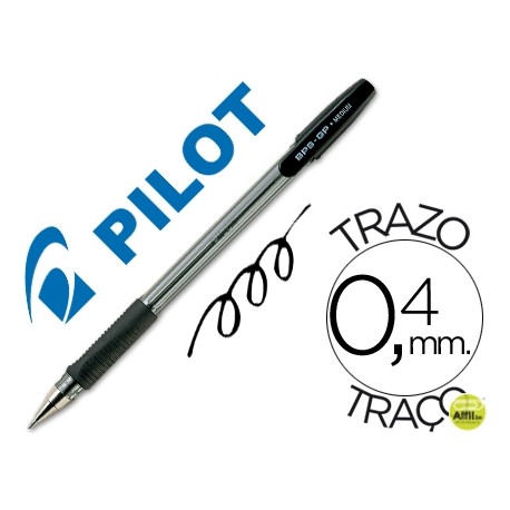 BOLIGRAFO PILOT BPS-GP NEGRO -SUJECION DE CAUCHO -TINTA BASE DE ACEITE -CON CAPUCHON