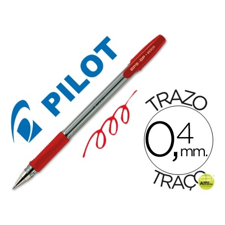 BOLIGRAFO PILOT BPS-GP ROJO -SUJECION DE CAUCHO -TINTA BASE DE ACEITE -CON CAPUCHON