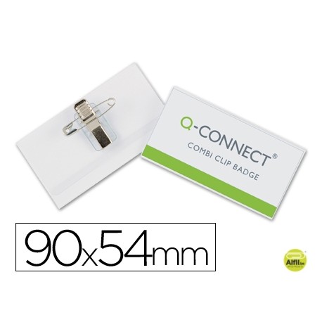 IDENTIFICADOR CON PINZA E IMPERDIBLE Q-CONNECT KF01567 -54X90 MM.