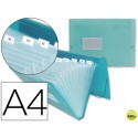 CARPETA BEAUTONE CLASIFICADOR FUELLE 32113 POLIPROPILENO DIN A4 VERDE TRANSPARENTE -13 DEPARTAMENTOS