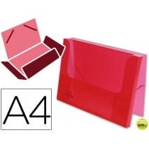 CARPETA BEAUTONE PORTADOCUMENTOS GOMAS 36930 POLIPROPILENO DIN A4 ROJA TRANSPARENTE -LOMO 25 MM