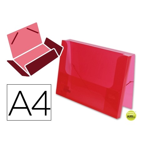 CARPETA BEAUTONE PORTADOCUMENTOS GOMAS 36930 POLIPROPILENO DIN A4 ROJA TRANSPARENTE -LOMO 25 MM