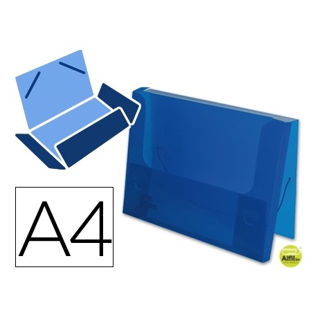 CARPETA BEAUTONE PORTADOCUMENTOS GOMAS 36932 POLIPROPILENO DIN A4 AZUL TRANSPARENTE -LOMO 25 MM