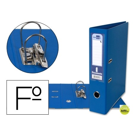 ARCHIVADOR DE PALANCA LIDERPAPEL FOLIO DOCUMENTA FORRADO PVC CON RADO LOMO 75MM AZUL COMPRESOR METAL