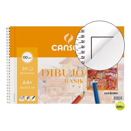 BLOC DIBUJO BASIK DIN A4 ESPIRAL 23 X 32.5 CM -20 HOJAS MICROPERFORADO -CON RECUADRO