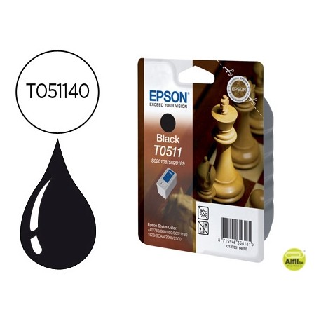 INK-JET EPSON STYLUS COLOR 740T.BLUE760 800 850 860 1160 1520, STYLUS SCAN 2000 2500 NEGRO 24ML (S02