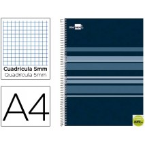 BLOC ESPIRAL LIDERPAPEL A4 MICRO CLASSIC TAPA FORRADA 160H 60G CUADRO 5MM 5 BANDAS 4 TALADROS. NEGRO