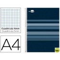 BLOC ESPIRAL LIDERPAPEL A4 MICRO CLASSIC TAPA FORRADA 160H 60G CUADRO 5MM 5 BANDAS 4 TALADROS. NEGRO