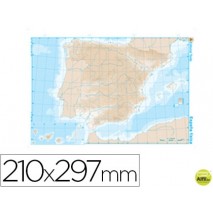 MAPA MUDO B/N DIN A4 ESPA¾A -FISICO