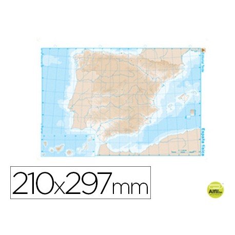 MAPA MUDO B/N DIN A4 ESPA¾A -FISICO