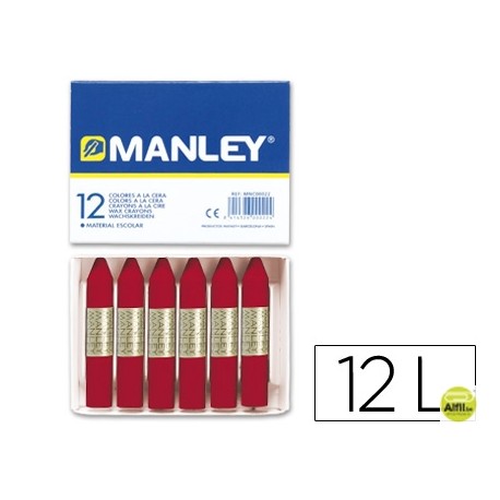 LAPICES CERA MANLEY UNICOLOR CARMIN PERMANENTE -CAJA DE 12 N.10