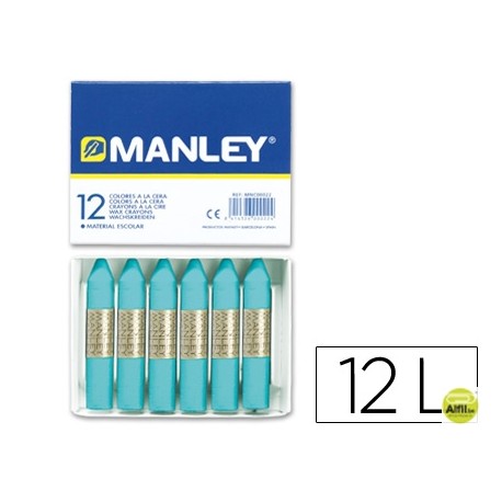 LAPICES CERA MANLEY UNICOLOR AZUL TURQUESA -CAJA DE 12 N.16