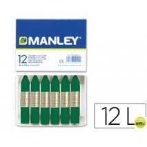 LAPICES CERA MANLEY UNICOLOR VERDE ESMERALDA -CAJA DE 12 N.24