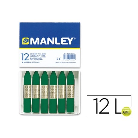 LAPICES CERA MANLEY UNICOLOR VERDE ESMERALDA -CAJA DE 12 N.24