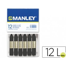 LAPICES CERA MANLEY UNICOLOR NEGRO -CAJA DE 12 N.30