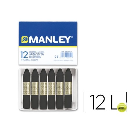 LAPICES CERA MANLEY UNICOLOR NEGRO -CAJA DE 12 N.30