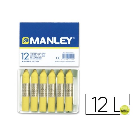 LAPICES CERA MANLEY UNICOLOR AMARILLO CLARO -CAJA DE 12 N.4