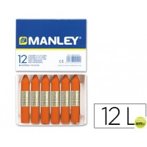 LAPICES CERA MANLEY UNICOLOR NARANJA -CAJA DE 12 N.6