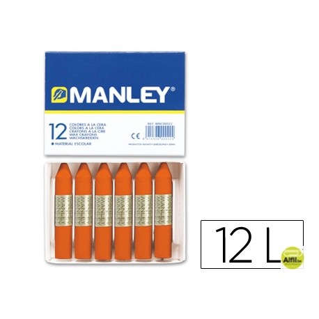 LAPICES CERA MANLEY UNICOLOR NARANJA -CAJA DE 12 N.6