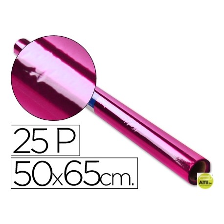 PAPEL CELOFAN ROLLO TREPADO ROSA -HOJA DE 50X65 CM