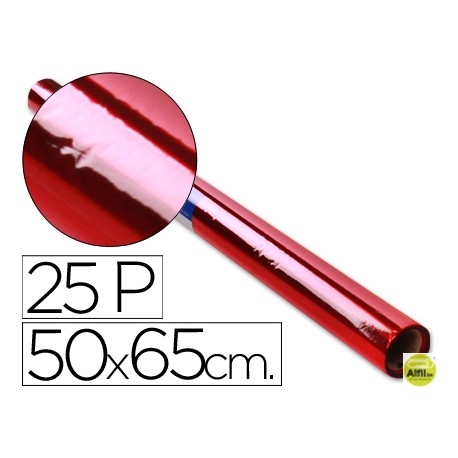PAPEL CELOFAN ROLLO TREPADO ROJO HOJA DE 50X65 CM