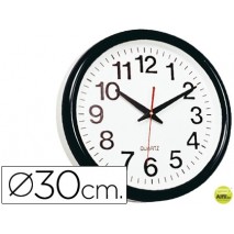 RELOJ Q-CONNECT DE PARED PLASTICO OFICINA REDONDO 30 CM MARCO NEGRO