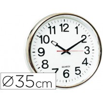 RELOJ Q-CONNECT DE PARED PLASTICO OFICINA REDONDO 38 CM MARCO CROMADO